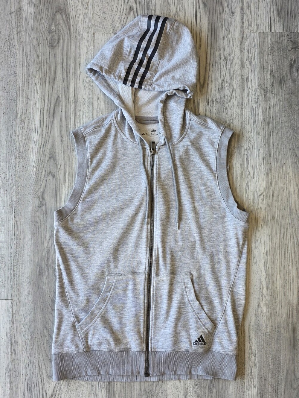 Adidas Women’s Gray Sleeveless Zip Hoodie Vest Small